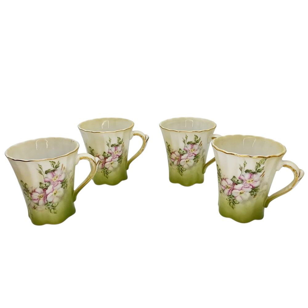 Vintage Nippon Japanese Hand Painted Dogwood 5 PC Chocolate Pot Tea Set Gold Glt - Picture 10 of 14